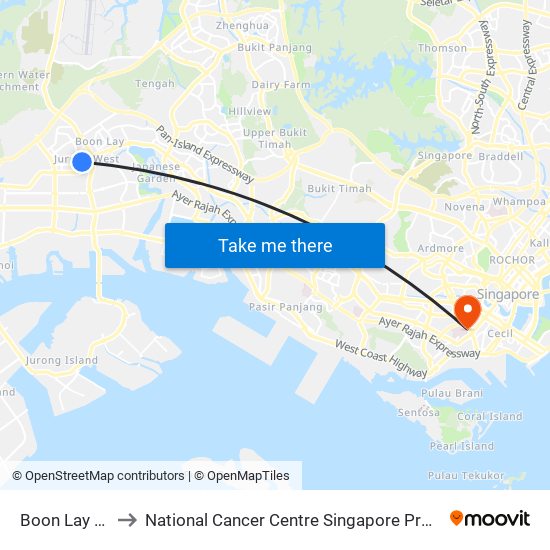 Boon Lay (EW27) to National Cancer Centre Singapore Proton Therapy Centre map