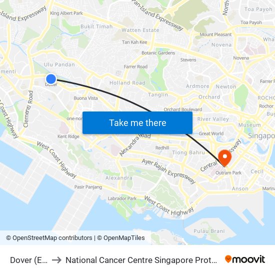 Dover (EW22) to National Cancer Centre Singapore Proton Therapy Centre map