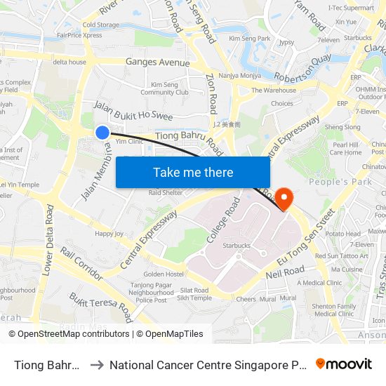 Tiong Bahru (EW17) to National Cancer Centre Singapore Proton Therapy Centre map