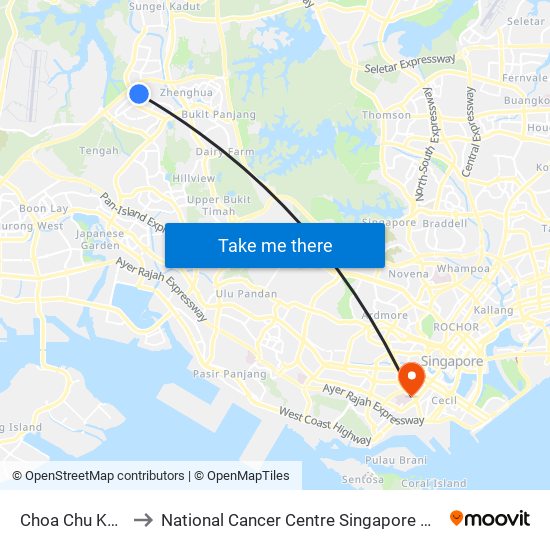 Choa Chu Kang (NS4) to National Cancer Centre Singapore Proton Therapy Centre map
