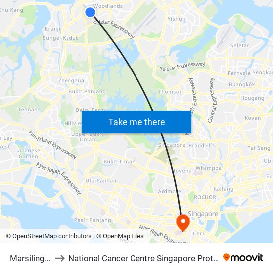 Marsiling (NS8) to National Cancer Centre Singapore Proton Therapy Centre map