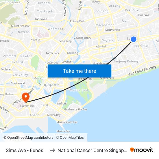 Sims Ave - Eunos Stn/ Int (82061) to National Cancer Centre Singapore Proton Therapy Centre map