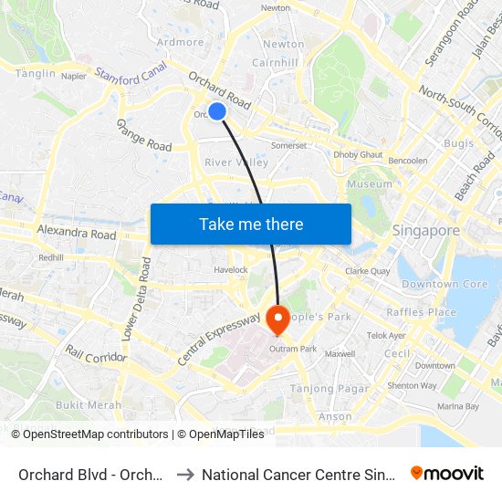 Orchard Blvd - Orchard Stn Exit 13 (09022) to National Cancer Centre Singapore Proton Therapy Centre map
