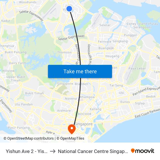 Yishun Ave 2 - Yishun Stn (59079) to National Cancer Centre Singapore Proton Therapy Centre map