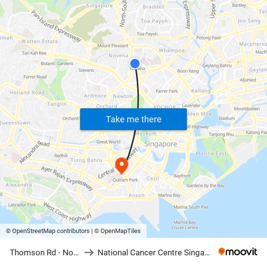 Thomson Rd - Novena Stn (50038) to National Cancer Centre Singapore Proton Therapy Centre map