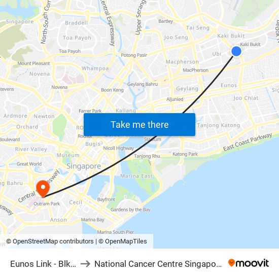 Eunos Link - Blk 637 (71091) to National Cancer Centre Singapore Proton Therapy Centre map