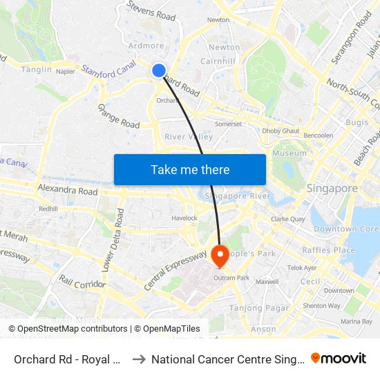 Orchard Rd - Royal Thai Embassy (09179) to National Cancer Centre Singapore Proton Therapy Centre map