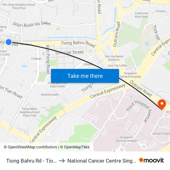 Tiong Bahru Rd - Tiong Bahru Stn (10169) to National Cancer Centre Singapore Proton Therapy Centre map
