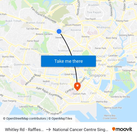 Whitley Rd - Raffles Town Club (40231) to National Cancer Centre Singapore Proton Therapy Centre map