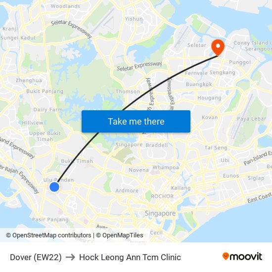 Dover (EW22) to Hock Leong Ann Tcm Clinic map