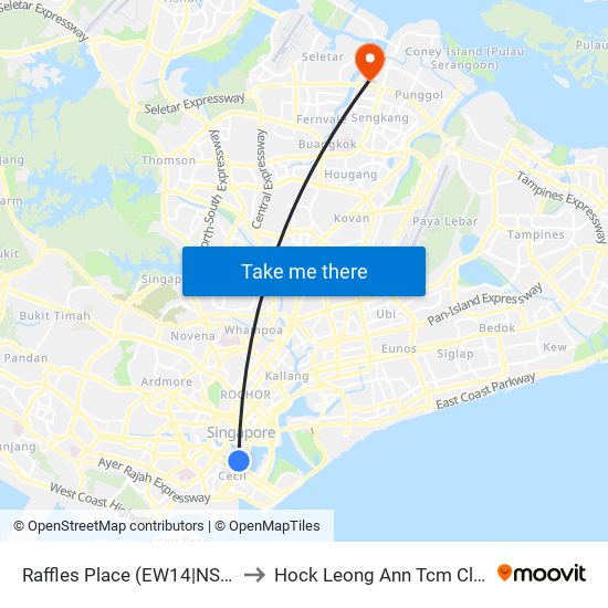 Raffles Place (EW14|NS26) to Hock Leong Ann Tcm Clinic map