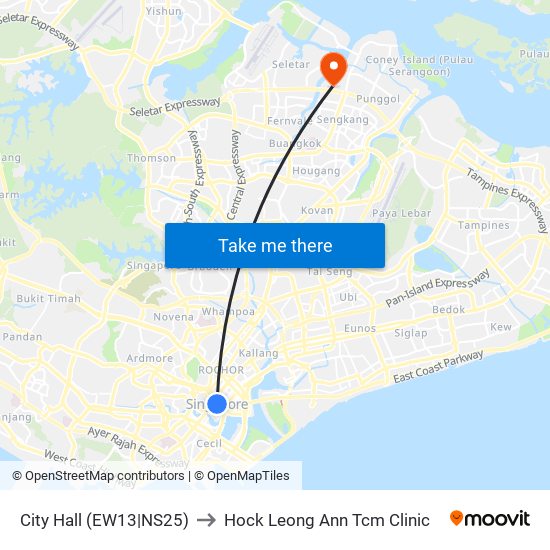 City Hall (EW13|NS25) to Hock Leong Ann Tcm Clinic map