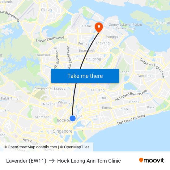 Lavender (EW11) to Hock Leong Ann Tcm Clinic map