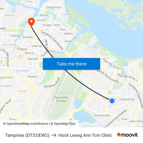 Tampines (DT32|EW2) to Hock Leong Ann Tcm Clinic map
