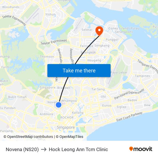 Novena (NS20) to Hock Leong Ann Tcm Clinic map