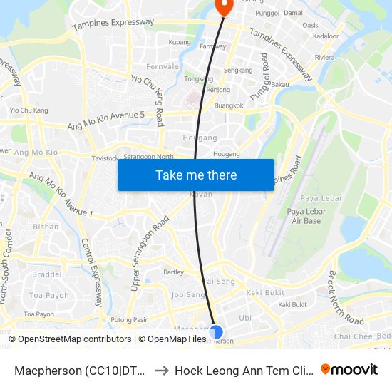 Macpherson (CC10|DT26) to Hock Leong Ann Tcm Clinic map