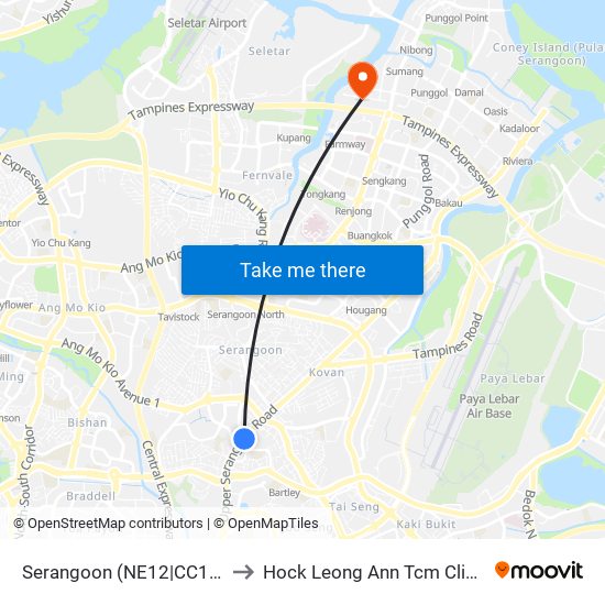 Serangoon (NE12|CC13) to Hock Leong Ann Tcm Clinic map