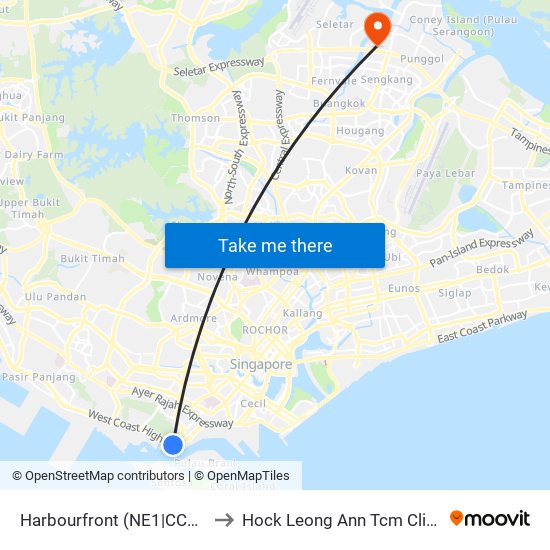 Harbourfront (NE1|CC29) to Hock Leong Ann Tcm Clinic map