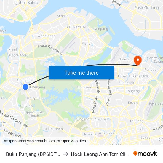 Bukit Panjang (BP6|DT1) to Hock Leong Ann Tcm Clinic map