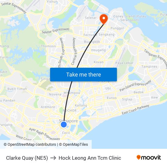Clarke Quay (NE5) to Hock Leong Ann Tcm Clinic map