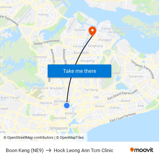 Boon Keng (NE9) to Hock Leong Ann Tcm Clinic map