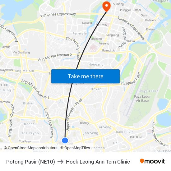 Potong Pasir (NE10) to Hock Leong Ann Tcm Clinic map