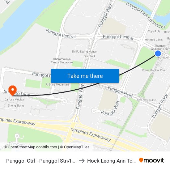 Punggol Ctrl - Punggol Stn/Int (65259) to Hock Leong Ann Tcm Clinic map