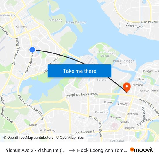 Yishun Ave 2 - Yishun Int (59009) to Hock Leong Ann Tcm Clinic map