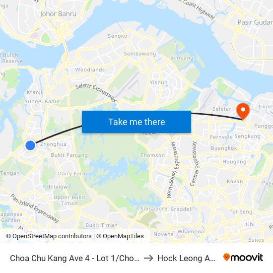 Choa Chu Kang Ave 4 - Lot 1/Choa Chu Kang Stn (44539) to Hock Leong Ann Tcm Clinic map