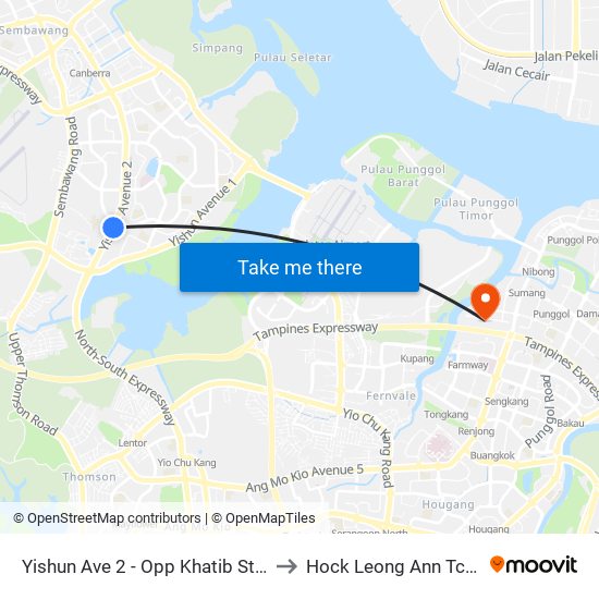 Yishun Ave 2 - Opp Khatib Stn (59049) to Hock Leong Ann Tcm Clinic map