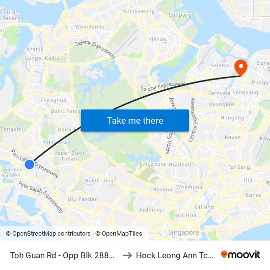 Toh Guan Rd - Opp Blk 288d (28631) to Hock Leong Ann Tcm Clinic map