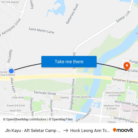 Jln Kayu - Aft Seletar Camp G (68119) to Hock Leong Ann Tcm Clinic map