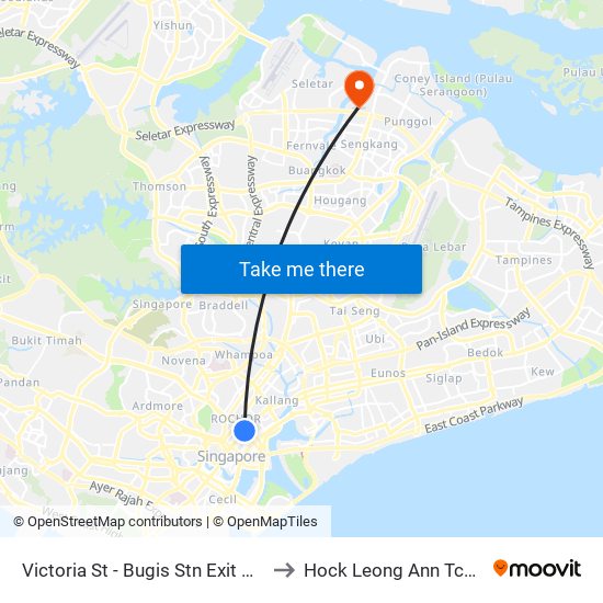 Victoria St - Bugis Stn Exit A (01113) to Hock Leong Ann Tcm Clinic map