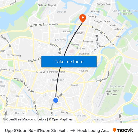 Upp S'Goon Rd - S'Goon Stn Exit A/Blk 413 (62139) to Hock Leong Ann Tcm Clinic map