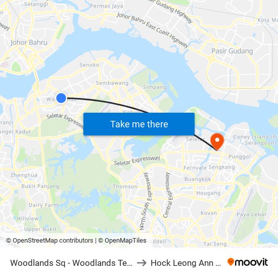 Woodlands Sq - Woodlands Temp Int (47009) to Hock Leong Ann Tcm Clinic map