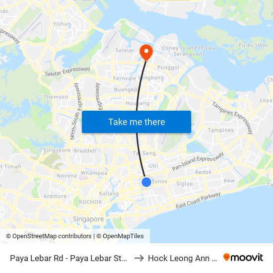 Paya Lebar Rd - Paya Lebar Stn Exit B (81111) to Hock Leong Ann Tcm Clinic map