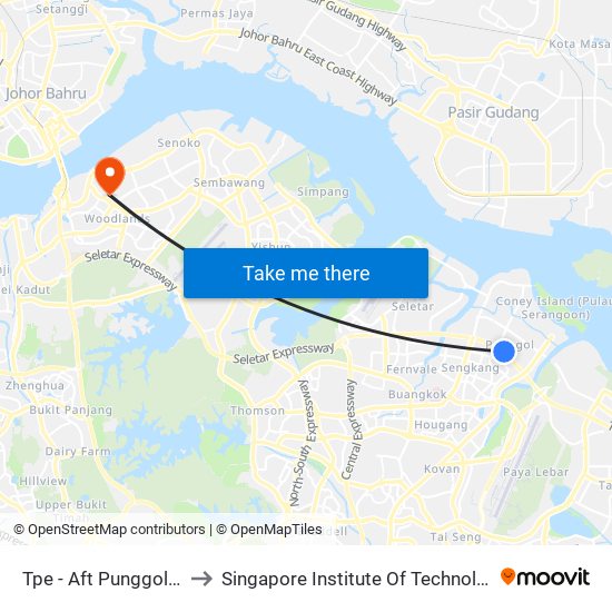 Tpe -  Aft Punggol Rd (65199) to Singapore Institute Of Technology @ Rp (Sit@Rp) map