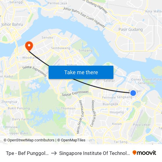 Tpe -  Bef Punggol Rd (65191) to Singapore Institute Of Technology @ Rp (Sit@Rp) map