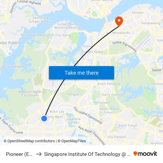 Pioneer (EW28) to Singapore Institute Of Technology @ Rp (Sit@Rp) map