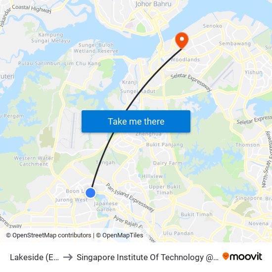 Lakeside (EW26) to Singapore Institute Of Technology @ Rp (Sit@Rp) map