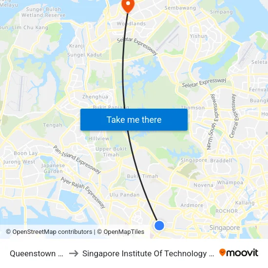 Queenstown (EW19) to Singapore Institute Of Technology @ Rp (Sit@Rp) map