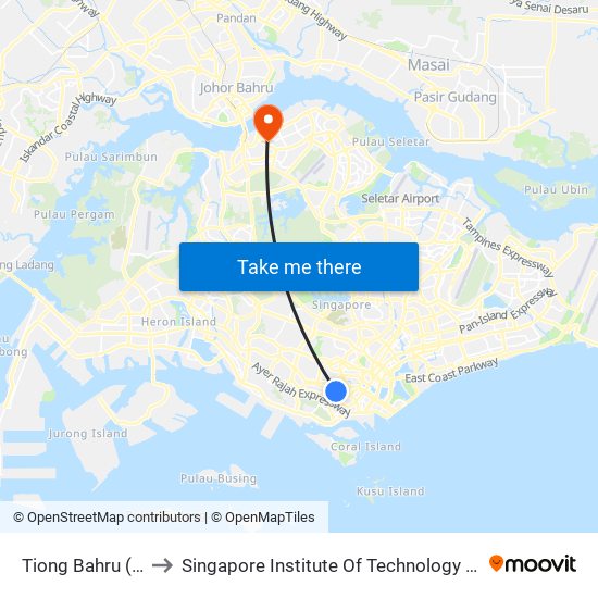 Tiong Bahru (EW17) to Singapore Institute Of Technology @ Rp (Sit@Rp) map