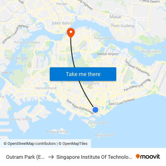 Outram Park (EW16|NE3) to Singapore Institute Of Technology @ Rp (Sit@Rp) map