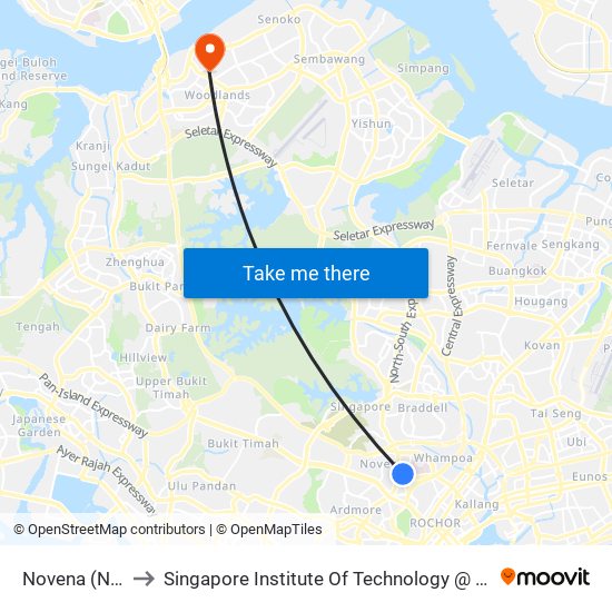 Novena (NS20) to Singapore Institute Of Technology @ Rp (Sit@Rp) map