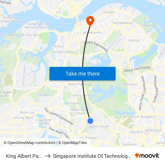 King Albert Park (DT6) to Singapore Institute Of Technology @ Rp (Sit@Rp) map