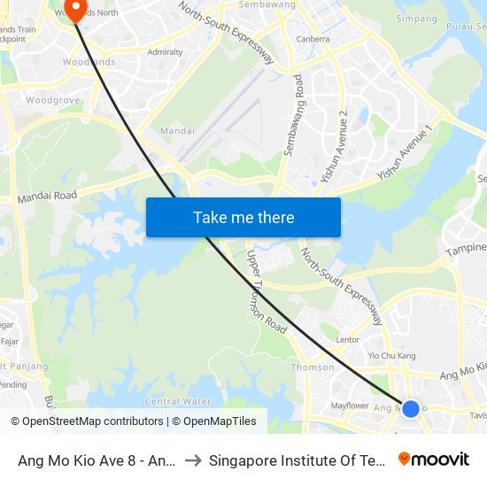 Ang Mo Kio Ave 8 - Ang Mo Kio Int (54009) to Singapore Institute Of Technology @ Rp (Sit@Rp) map