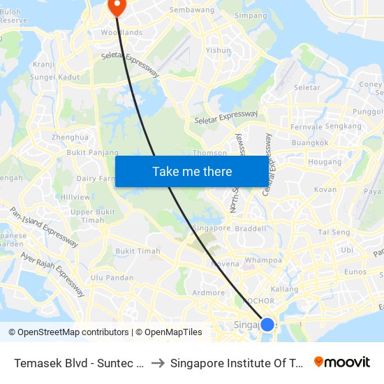 Temasek Blvd - Suntec Convention Ctr (02151) to Singapore Institute Of Technology @ Rp (Sit@Rp) map