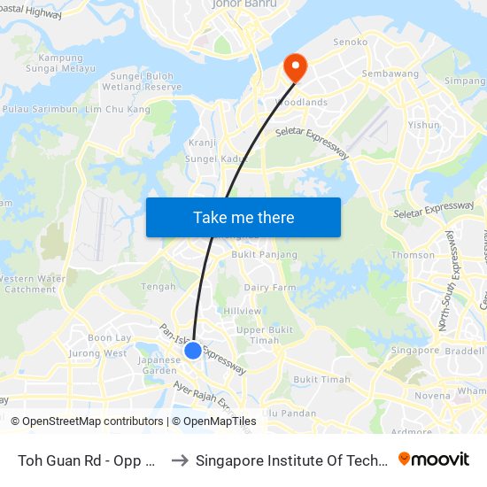 Toh Guan Rd - Opp Blk 288d (28631) to Singapore Institute Of Technology @ Rp (Sit@Rp) map