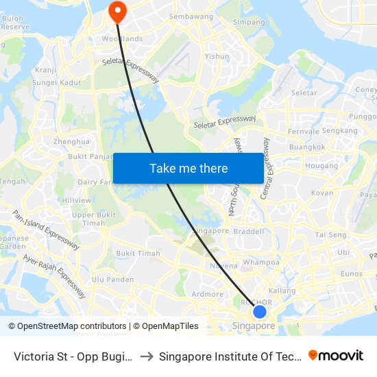 Victoria St - Opp Bugis Stn Exit C (01112) to Singapore Institute Of Technology @ Rp (Sit@Rp) map