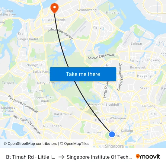 Bt Timah Rd - Little India Stn (40019) to Singapore Institute Of Technology @ Rp (Sit@Rp) map